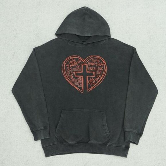 Gallery Dept Cross And Heart valentine Vintage Hoodie